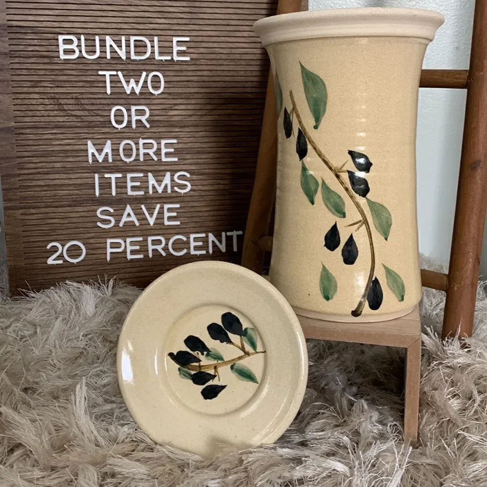 Contemporary Pottery The Wine Chiller & Small Plate Made In USA, Canyon Lake, CA
